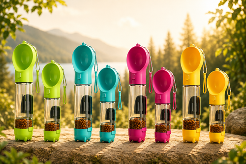 5-in-1 Pet Travel Bottle with Food & Waste Storage