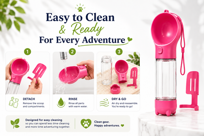 5-in-1 Pet Travel Bottle with Food & Waste Storage