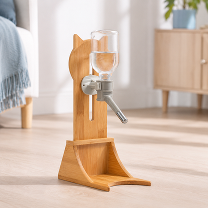 Elevated Cat Water Dispenser with Bamboo Stand