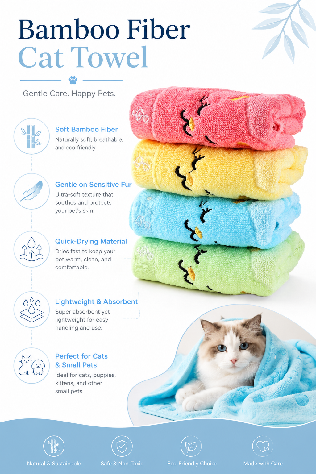 CozyCat Bamboo Grooming Towel