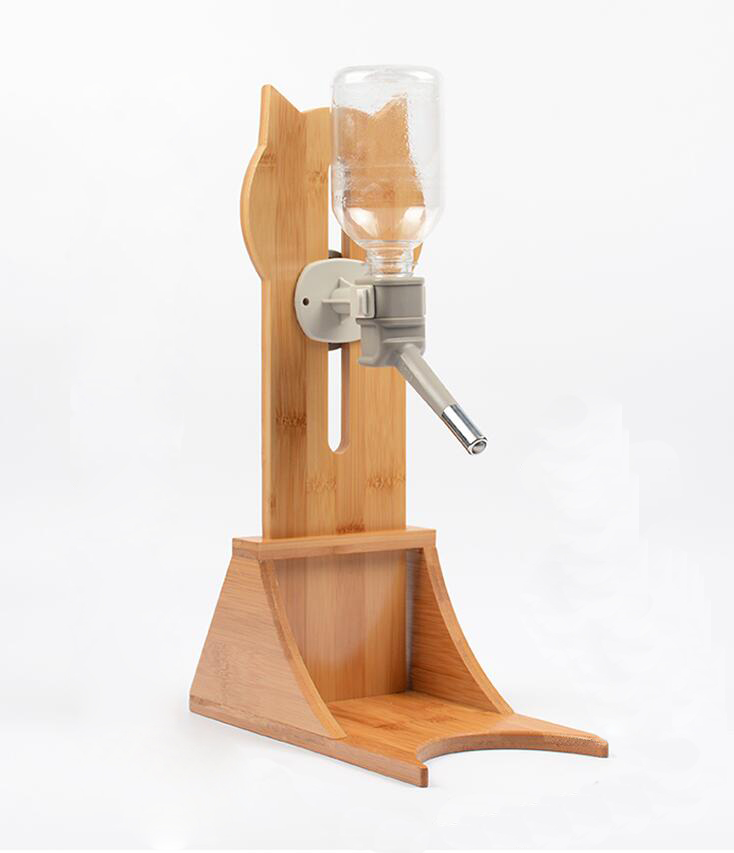 Elevated Cat Water Dispenser with Bamboo Stand